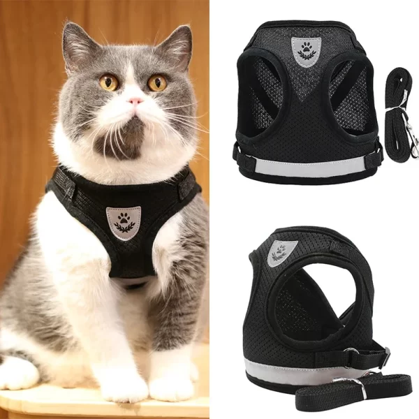 Coleira peitoral com guia para cães e gatos - colete regulável super confortável - Image 2